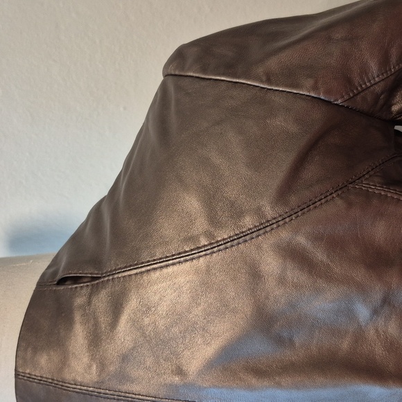ARDEN B Bronze Metallic leather  Zipper jacket Sz 4 Four Front Pockets - Picture 9 of 16